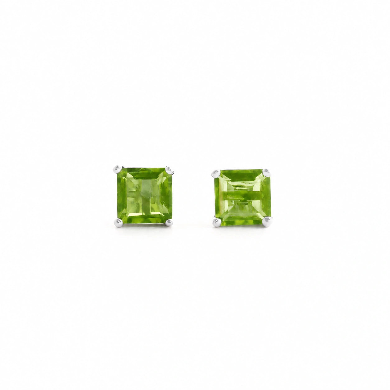 White Gold Earrings Peridot 10K — Artemisia