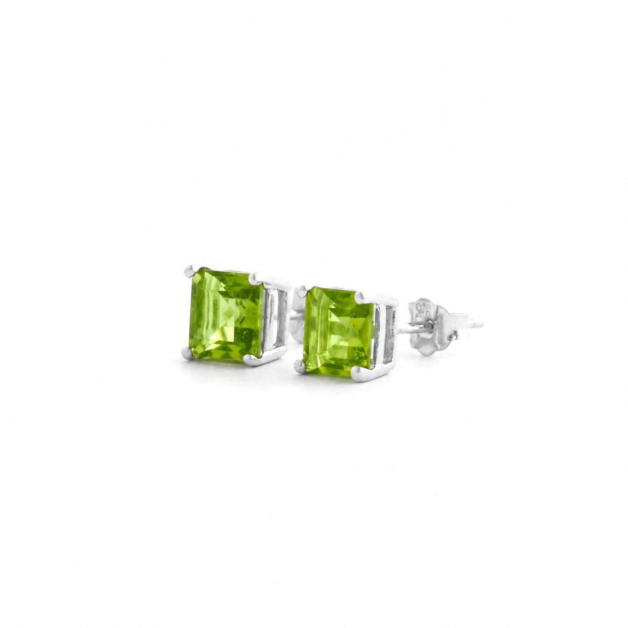 White Gold Earrings Peridot 10K — Artemisia