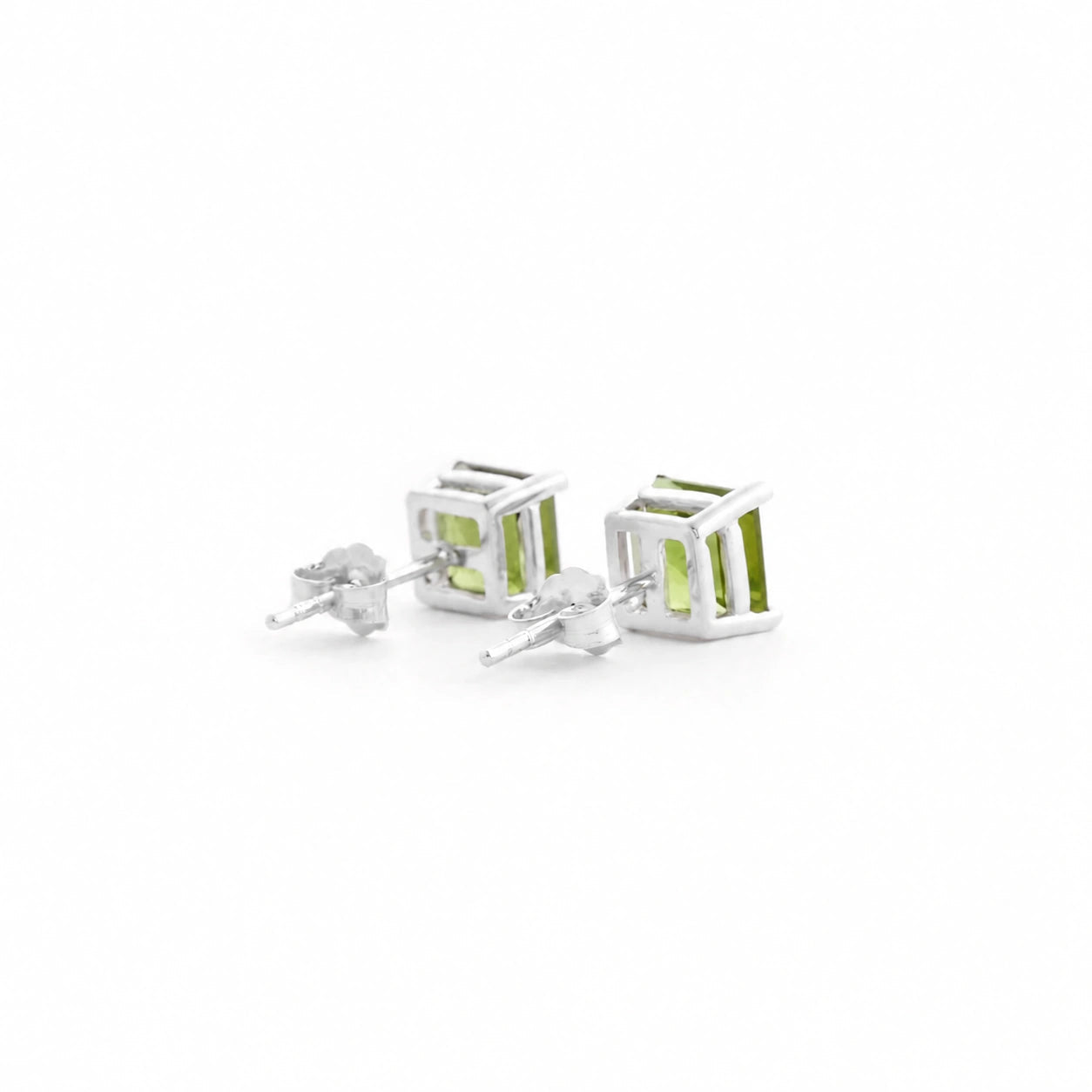 White Gold Earrings Peridot 10K — Artemisia