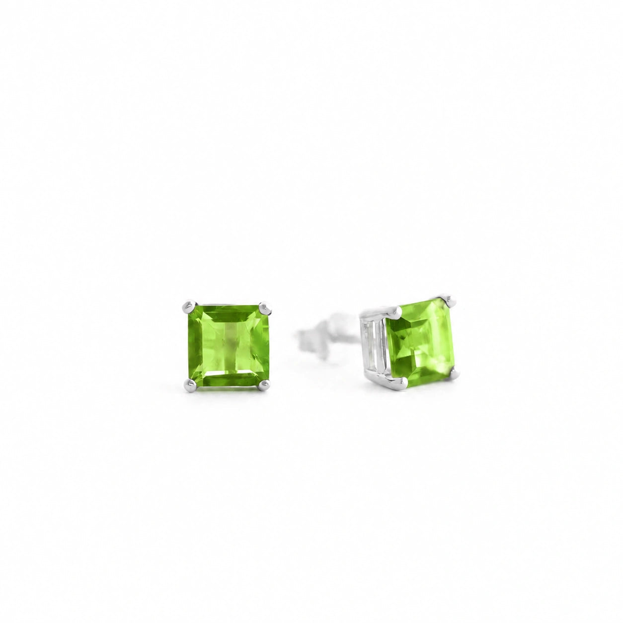 White Gold Earrings Peridot 10K — Artemisia