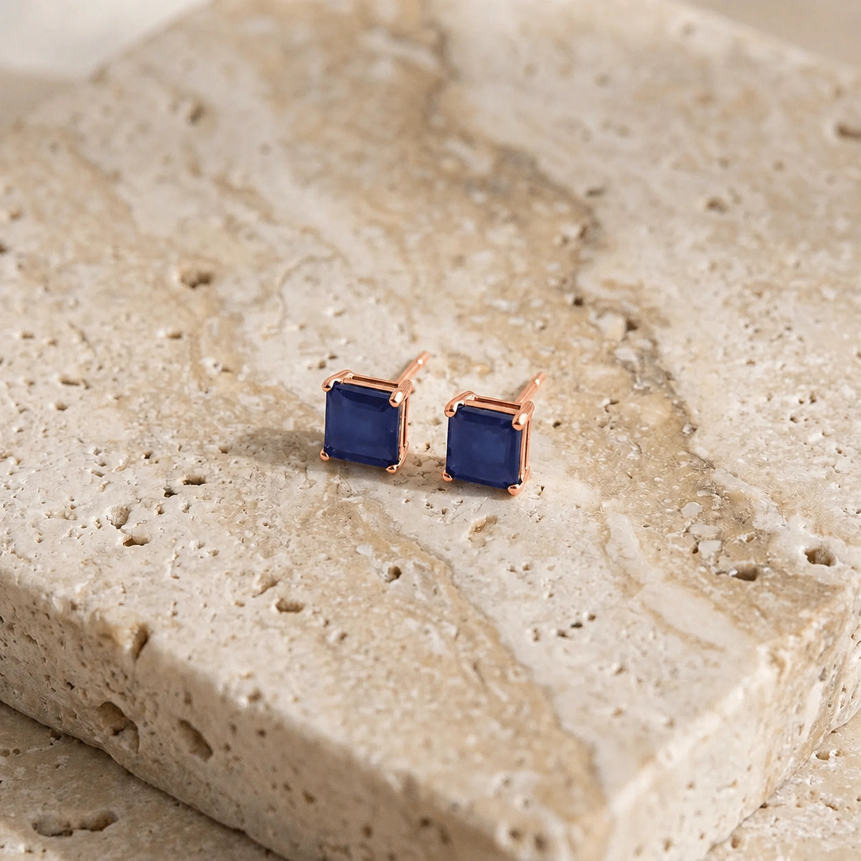 Rose Gold Earrings Sapphire 10K — Artemisia