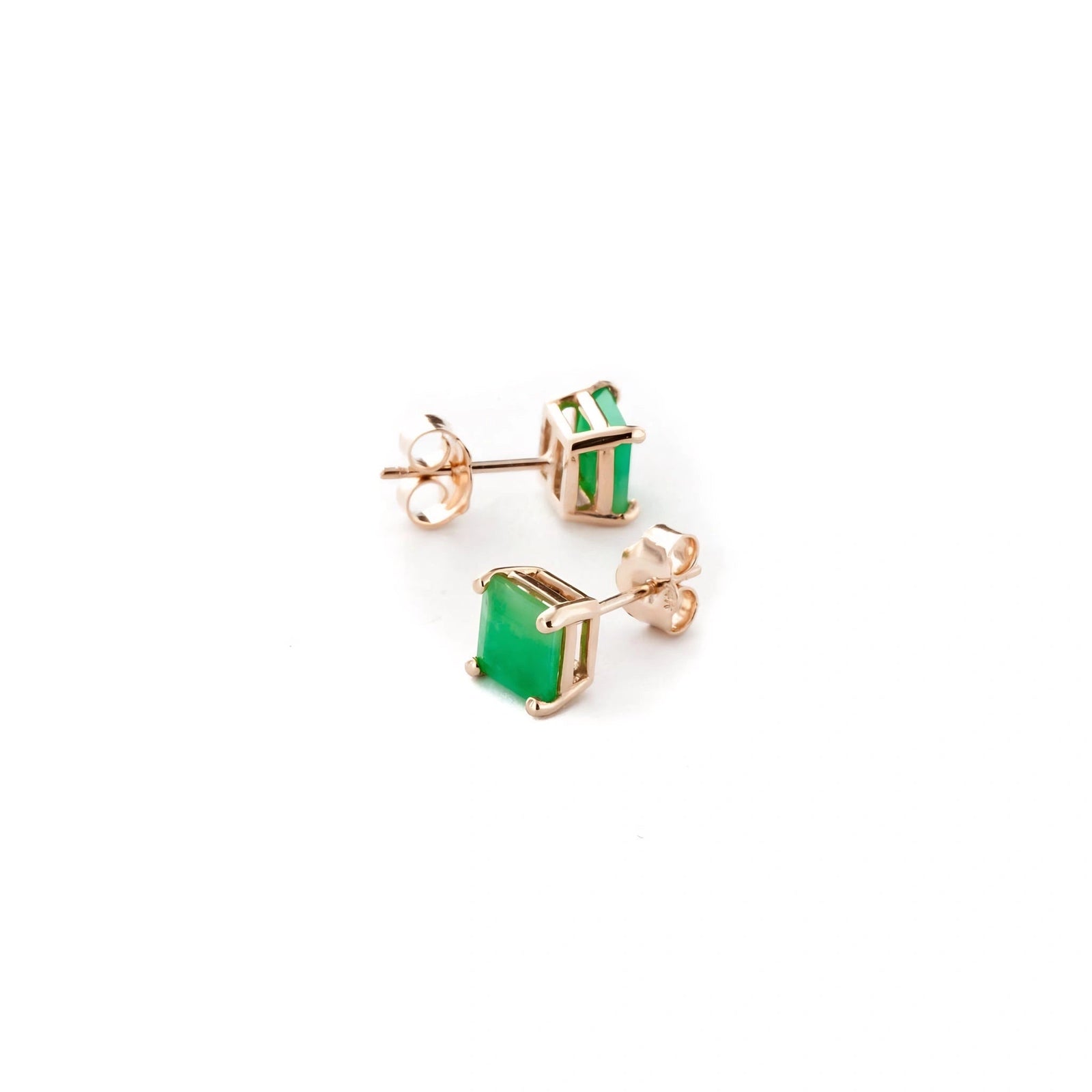 Rose Gold Earrings Emerald 10K — Artemisia