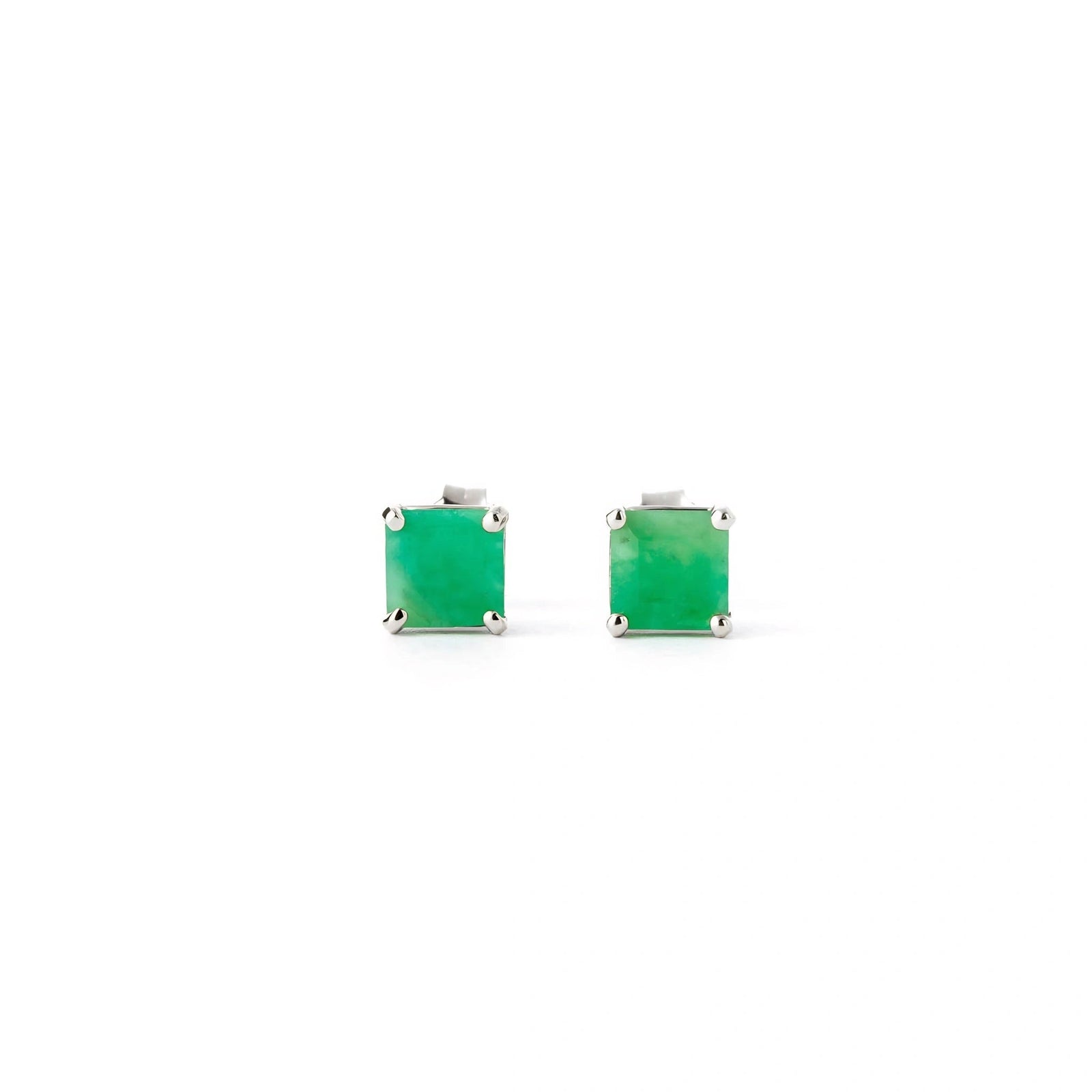White Gold Earrings Emerald 10K — Artemisia
