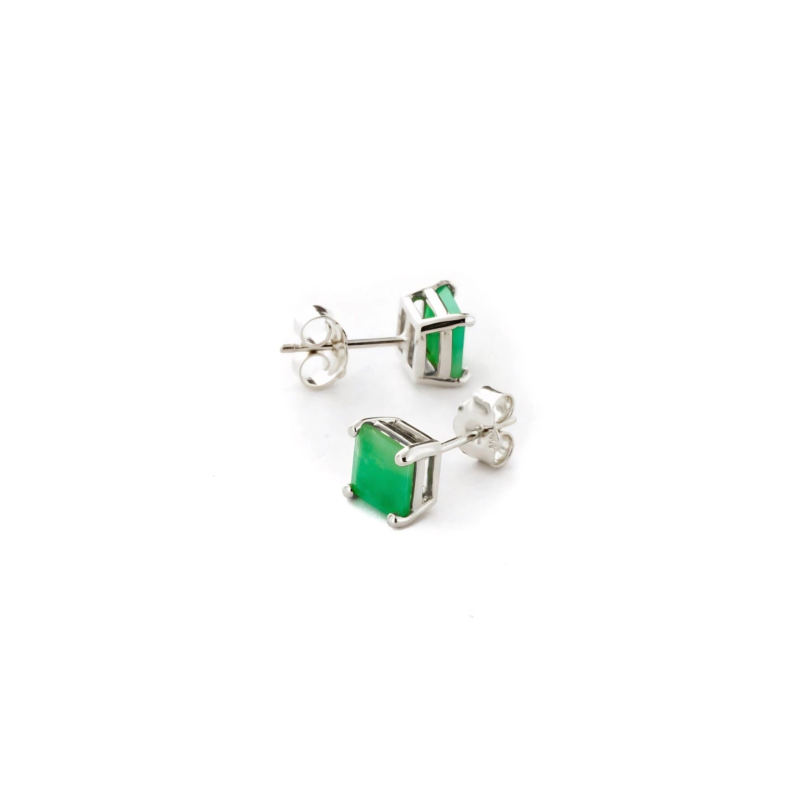 White Gold Earrings Emerald 10K — Artemisia
