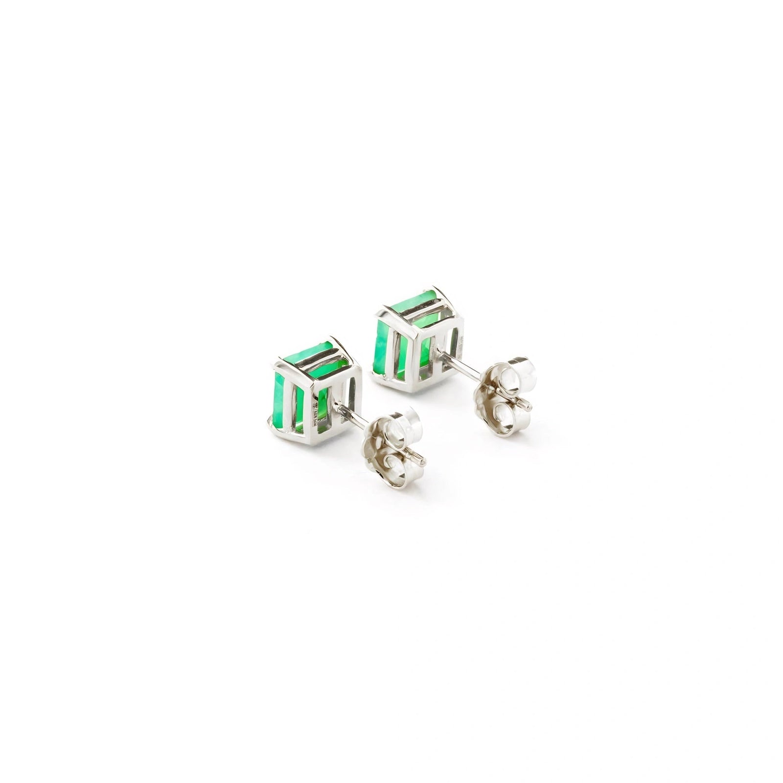 White Gold Earrings Emerald 10K — Artemisia