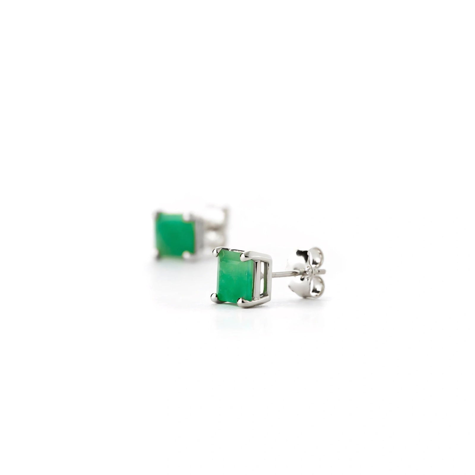 White Gold Earrings Emerald 10K — Artemisia