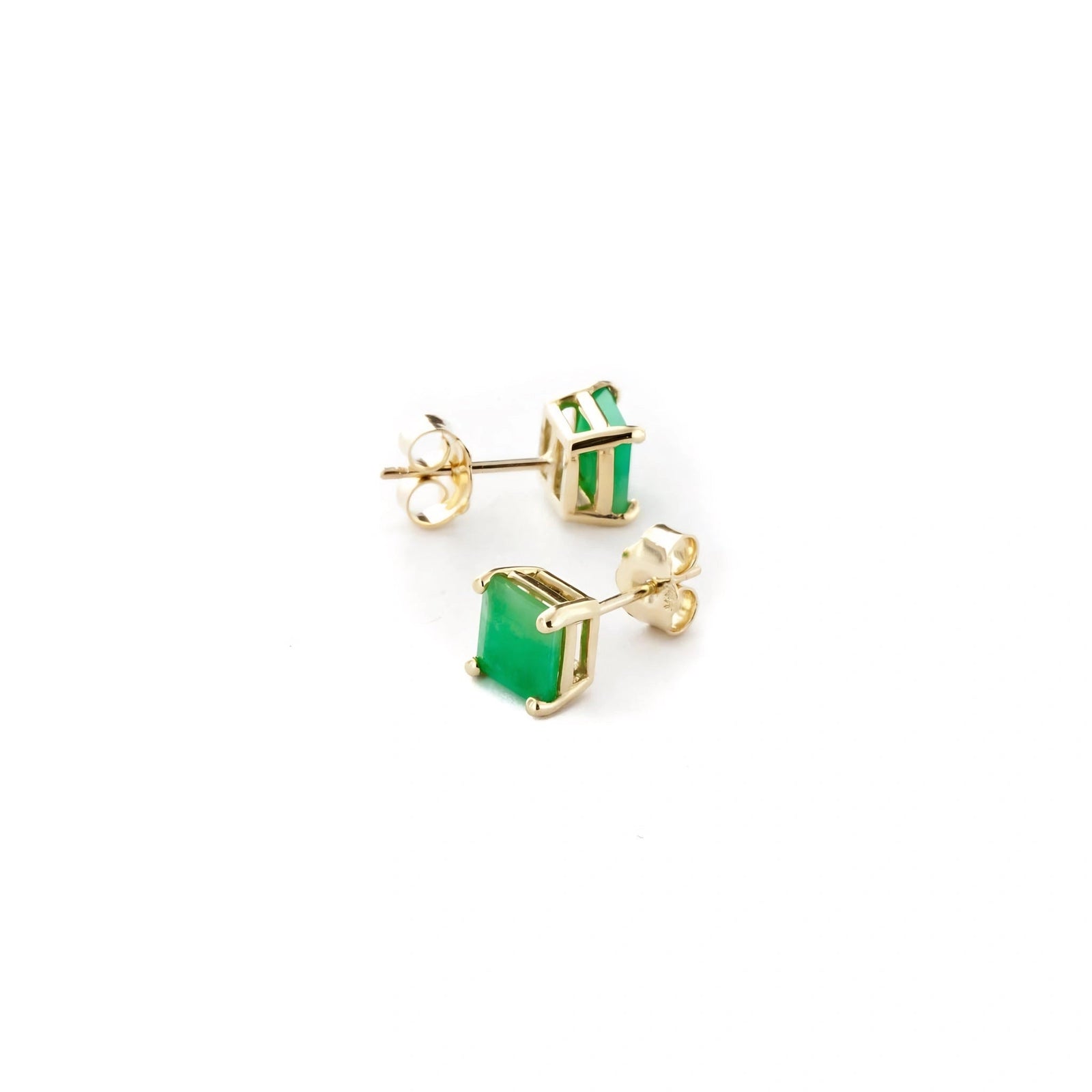 Yellow Gold Earrings Emerald 10K — Artemisia