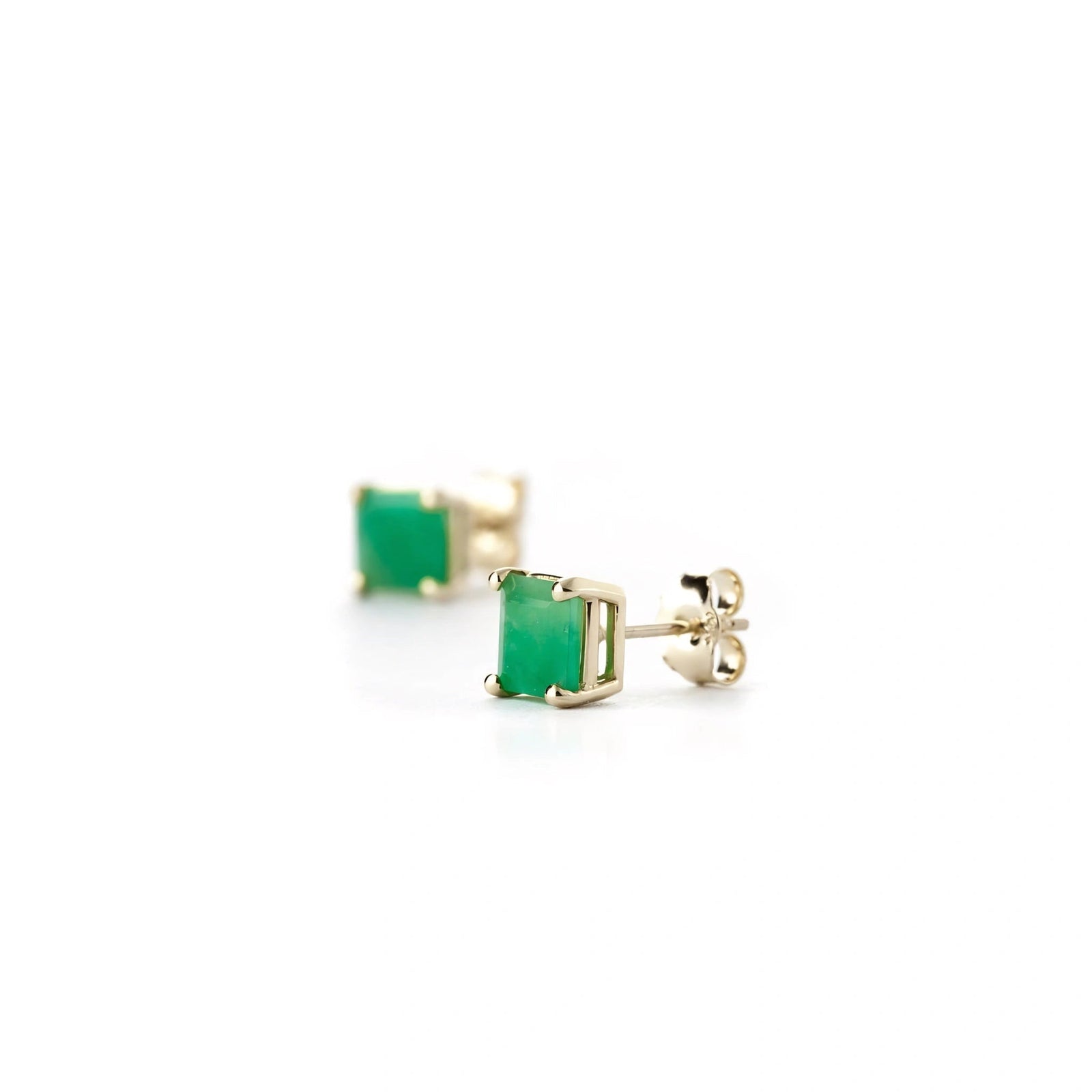 Yellow Gold Earrings Emerald 10K — Artemisia