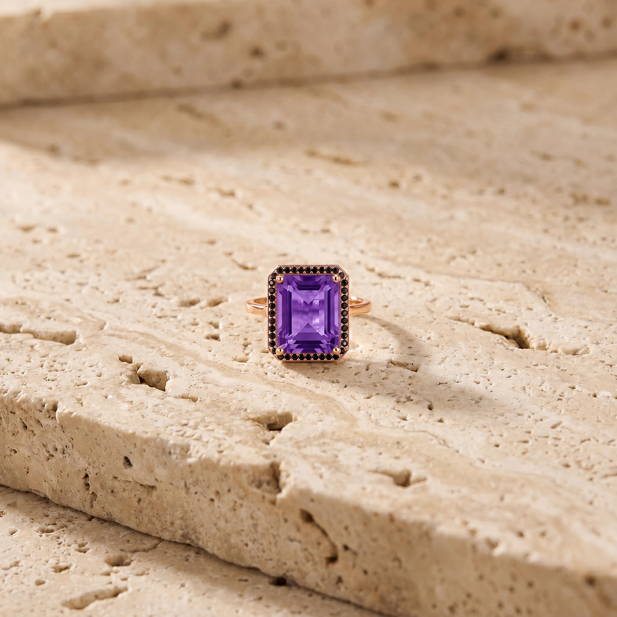 Rose Gold Ring Amethyst 10K — Nives