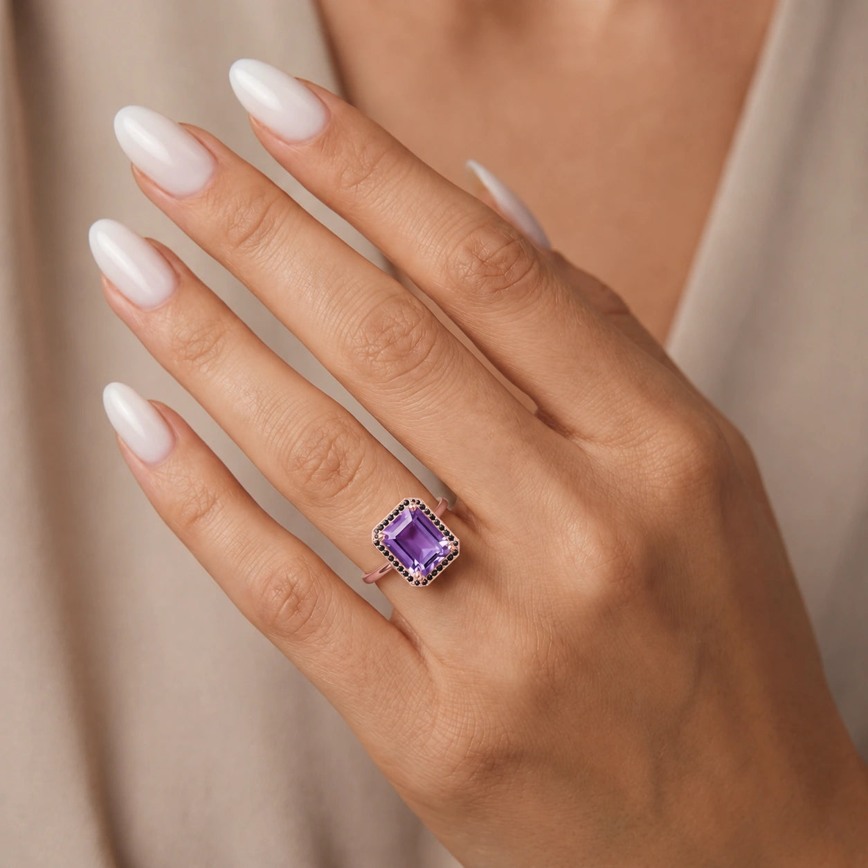 Rose Gold Ring Amethyst 10K — Nives