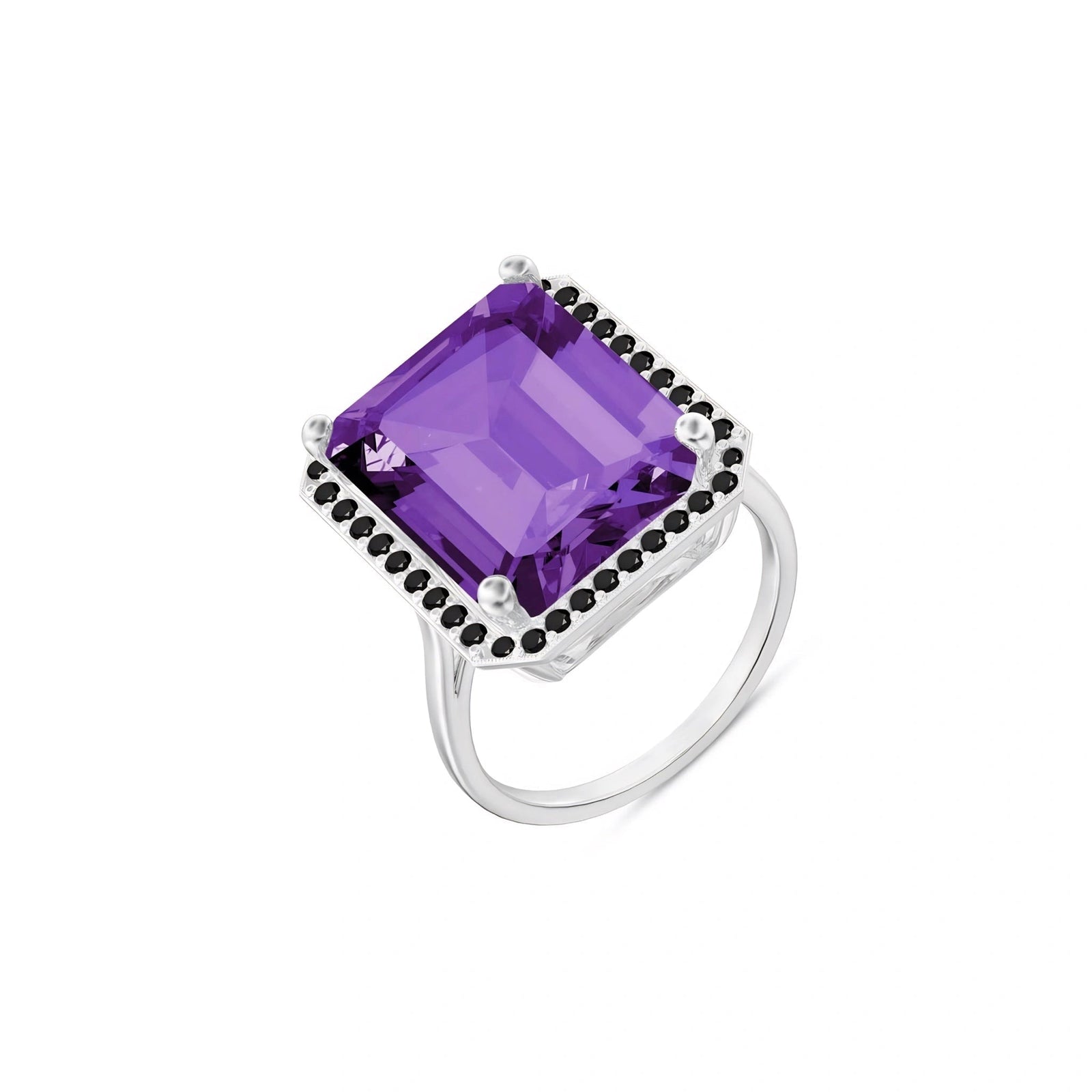 White Gold Ring Amethyst 10K — Nives