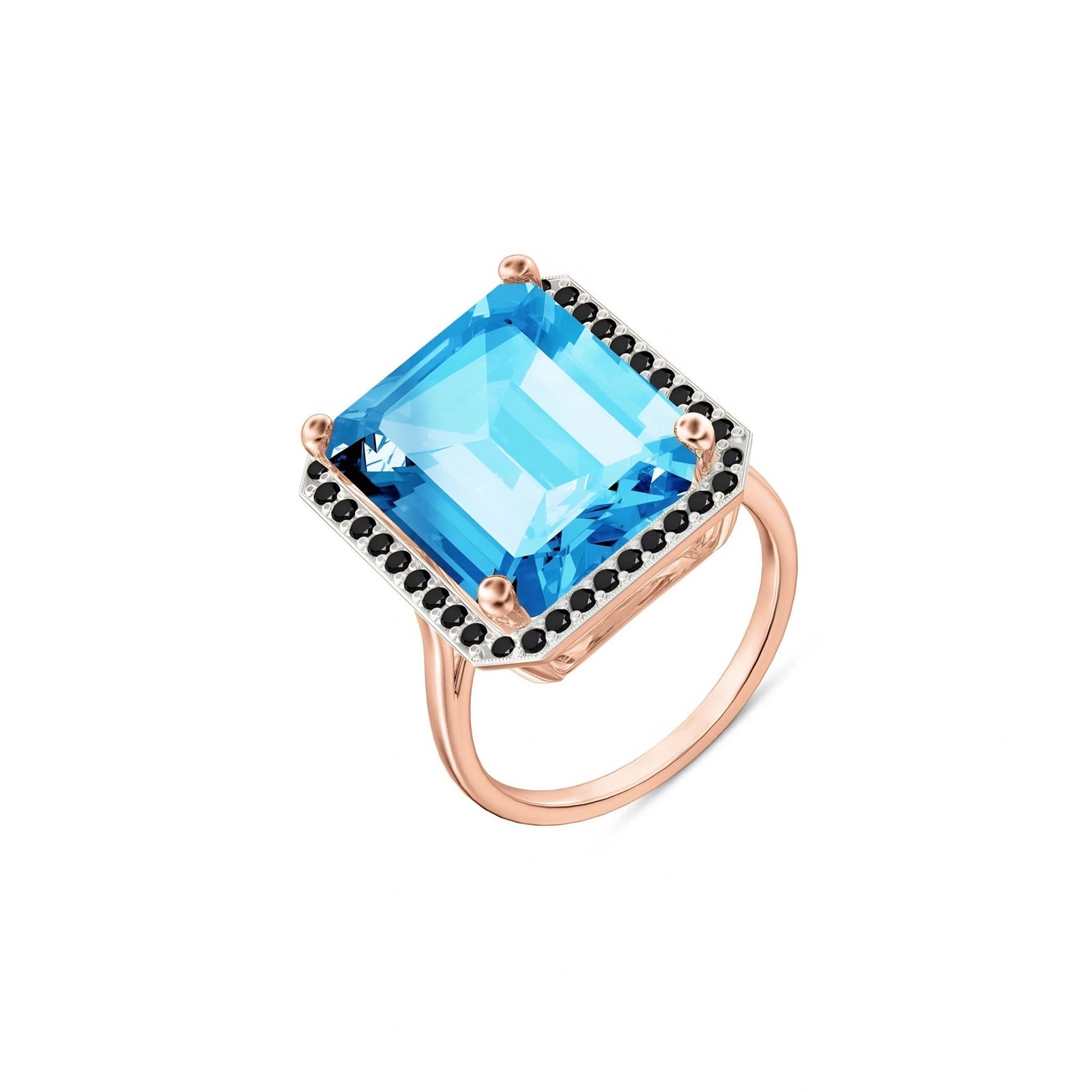 Rose Gold Ring Blue Topaz 10K — Nives