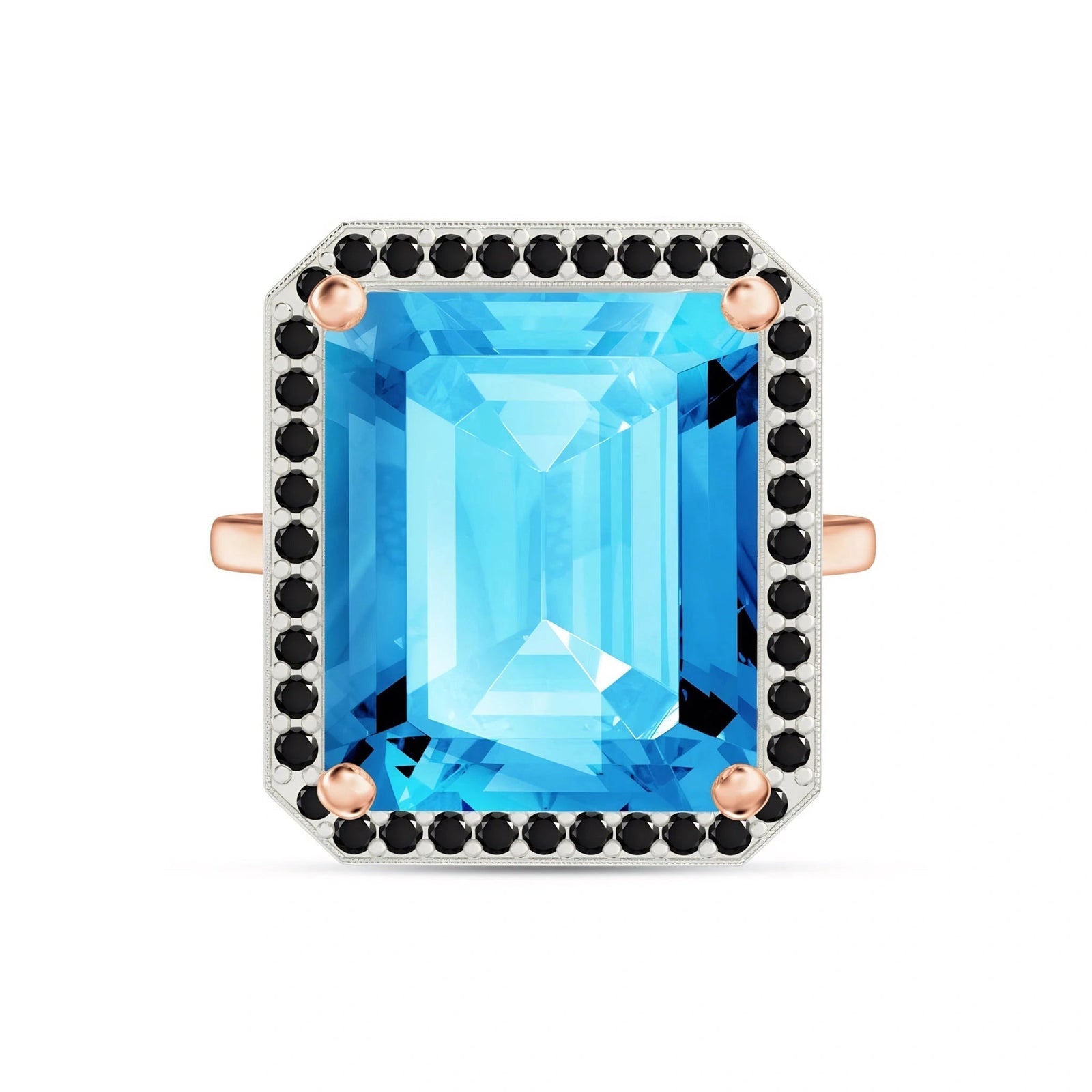 Rose Gold Ring Blue Topaz 10K — Nives