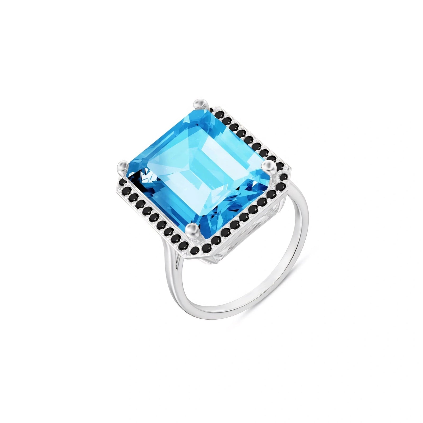 White Gold Ring Blue Topaz 10K — Nives