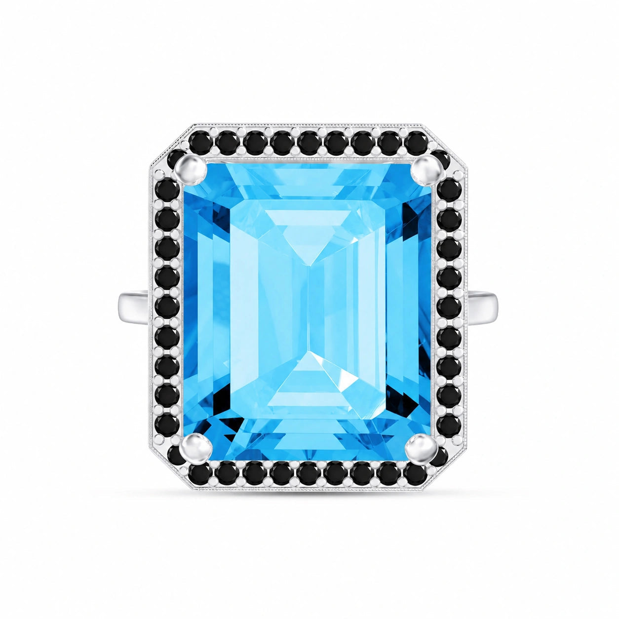 White Gold Ring Blue Topaz 10K — Nives