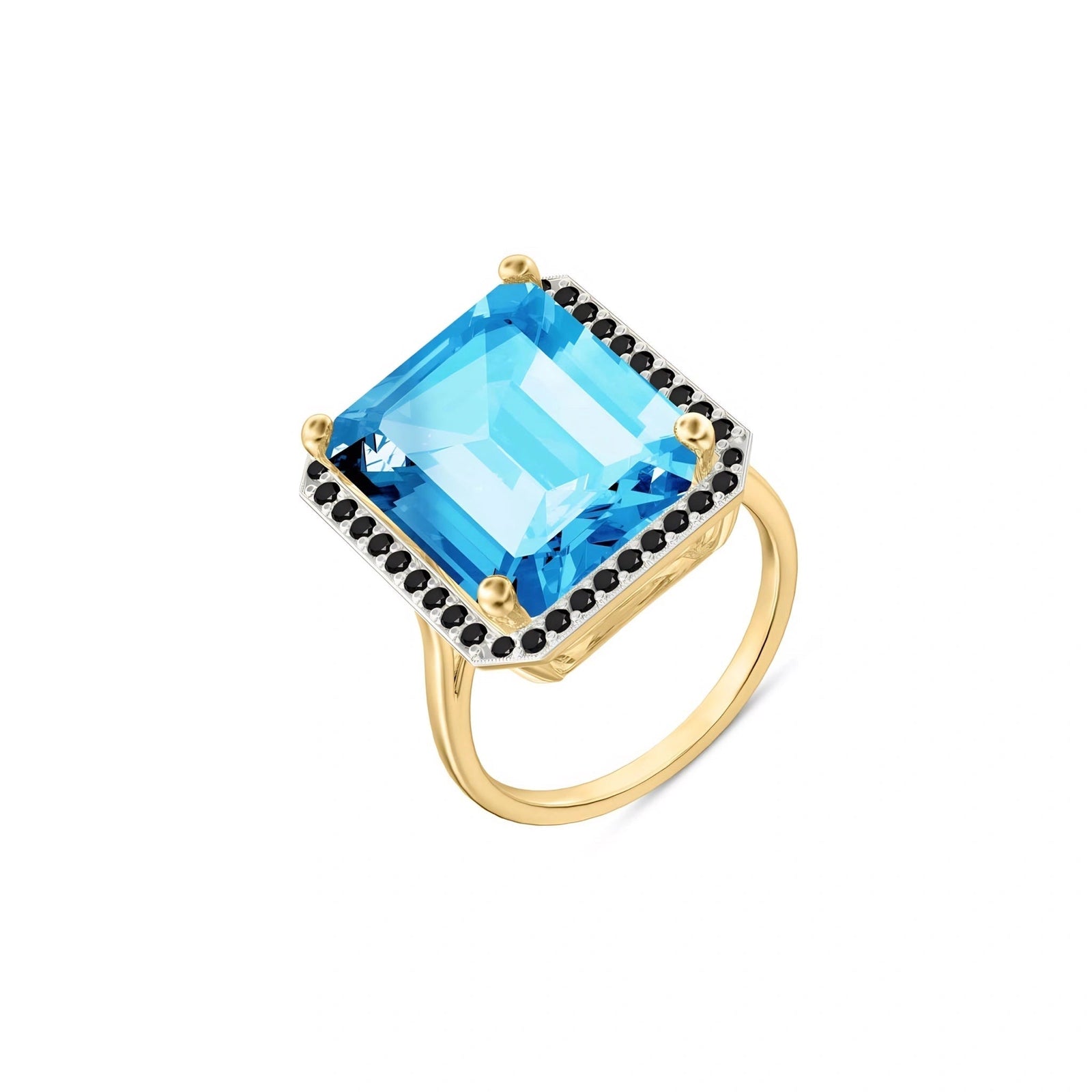 Yellow Gold Ring Blue Topaz 10K — Nives