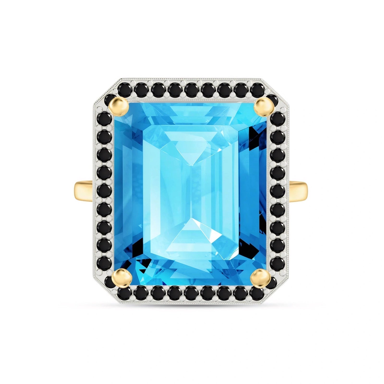 Yellow Gold Ring Blue Topaz 10K — Nives
