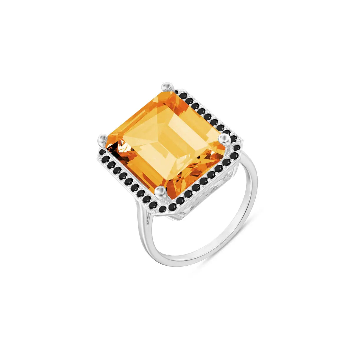 White Gold Ring Citrine 10K — Nives