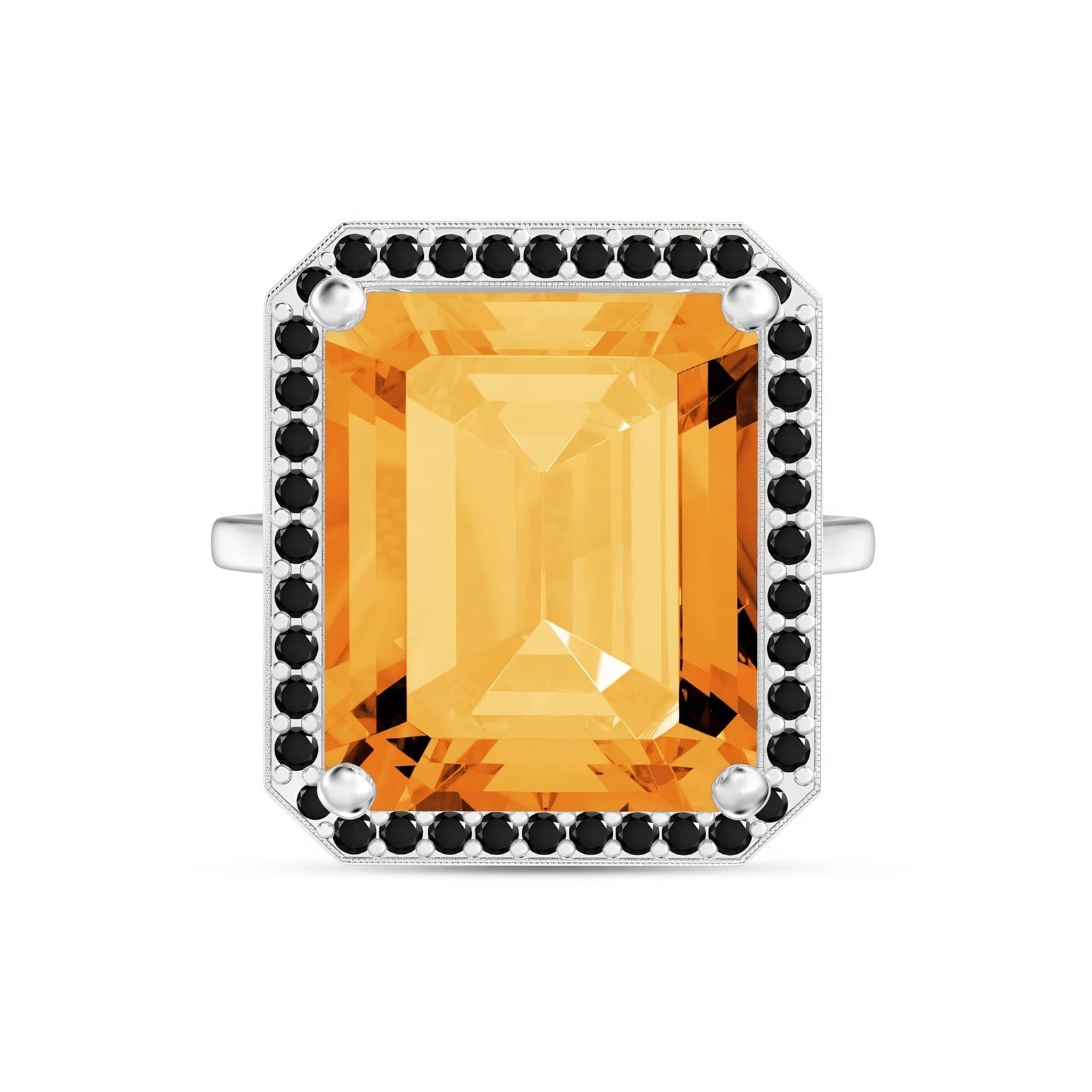 White Gold Ring Citrine 10K — Nives