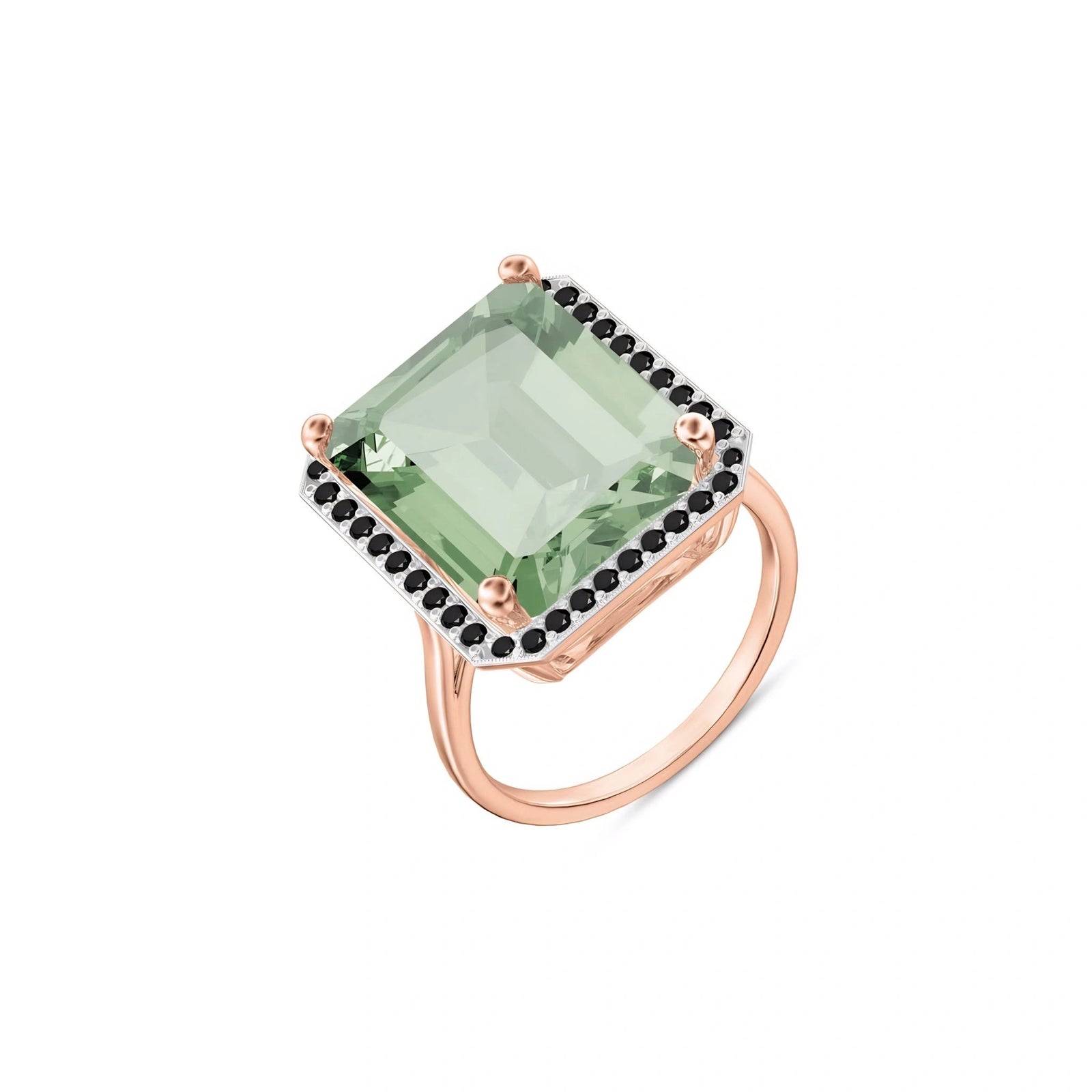 Rose Gold Ring Green Amethyst 10K — Nives