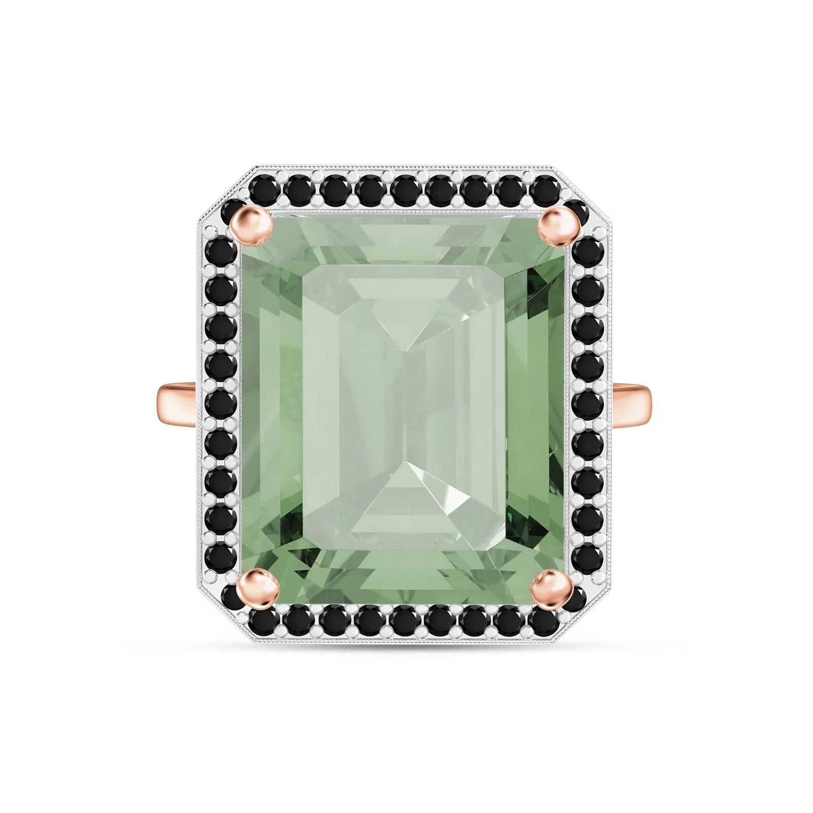 Rose Gold Ring Green Amethyst 10K — Nives