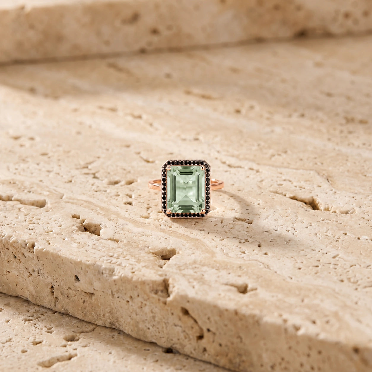 Rose Gold Ring Green Amethyst 10K — Nives