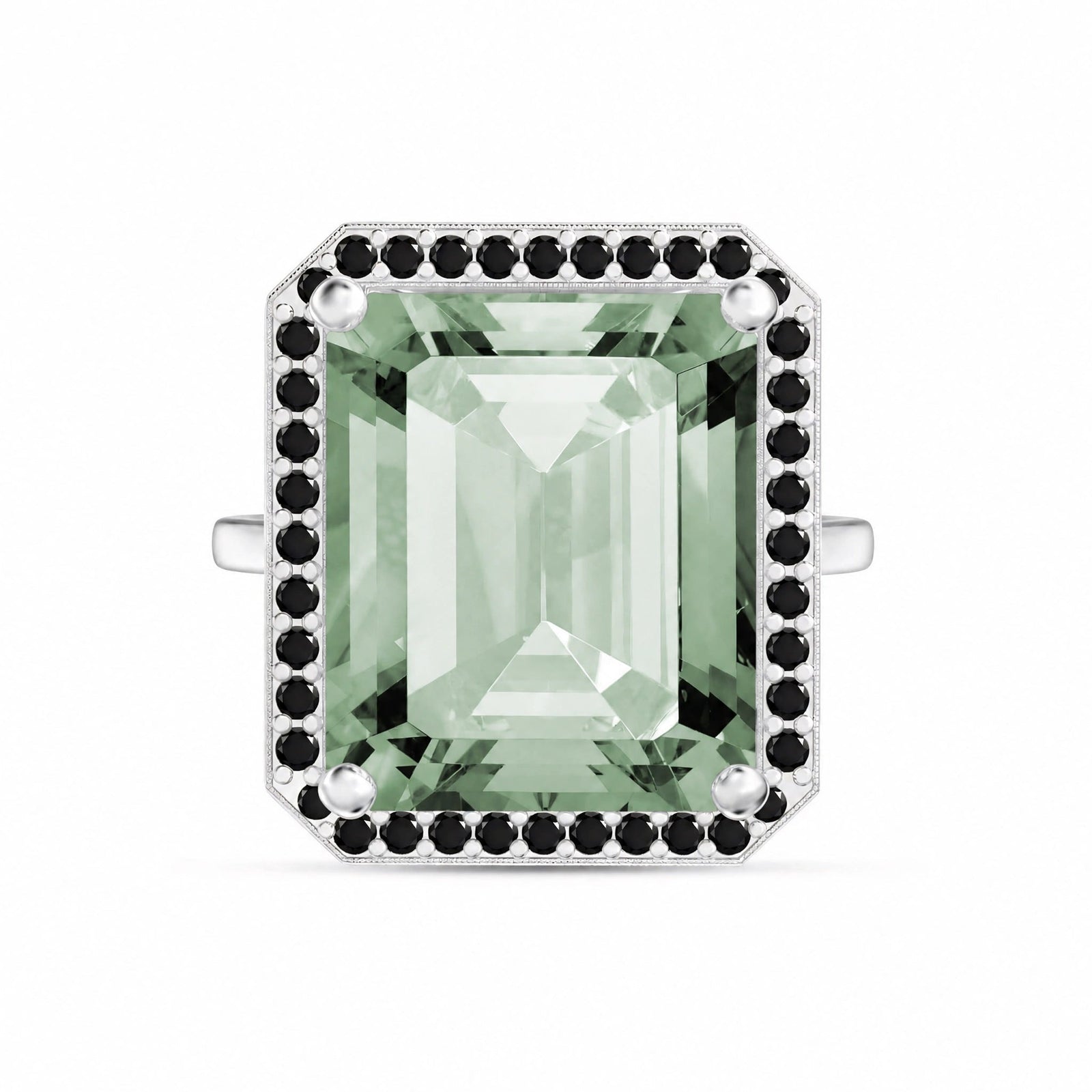 White Gold Ring Green Amethyst 10K — Nives