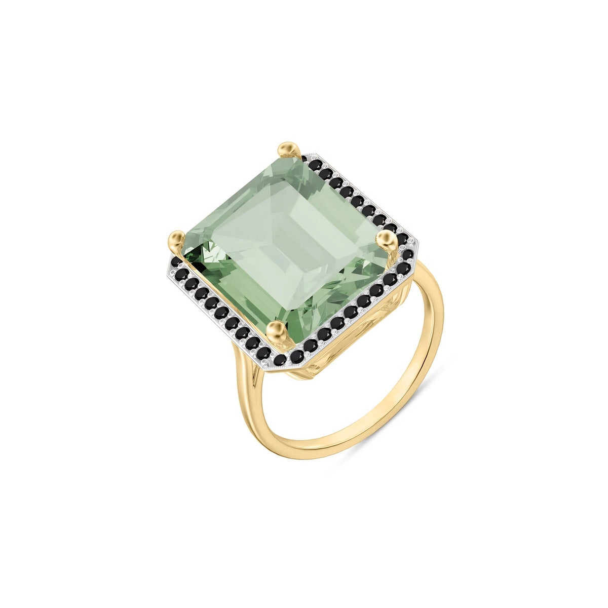 Yellow Gold Ring Green Amethyst 10K — Nives
