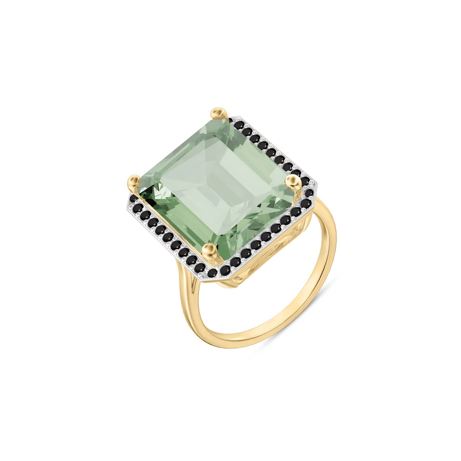Yellow Gold Ring Green Amethyst 10K — Nives