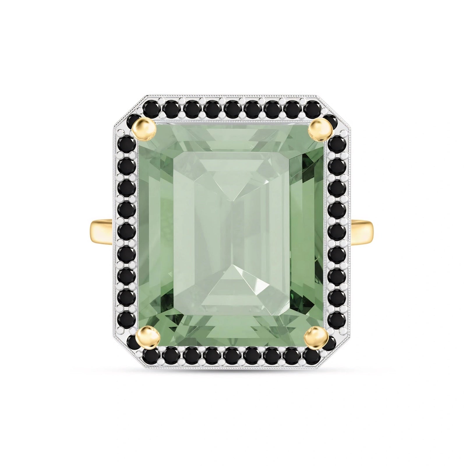 Yellow Gold Ring Green Amethyst 10K — Nives