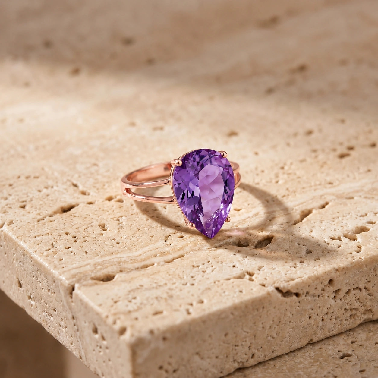 Rose Gold Heirloom Ring Amethyst 10K — Aurora