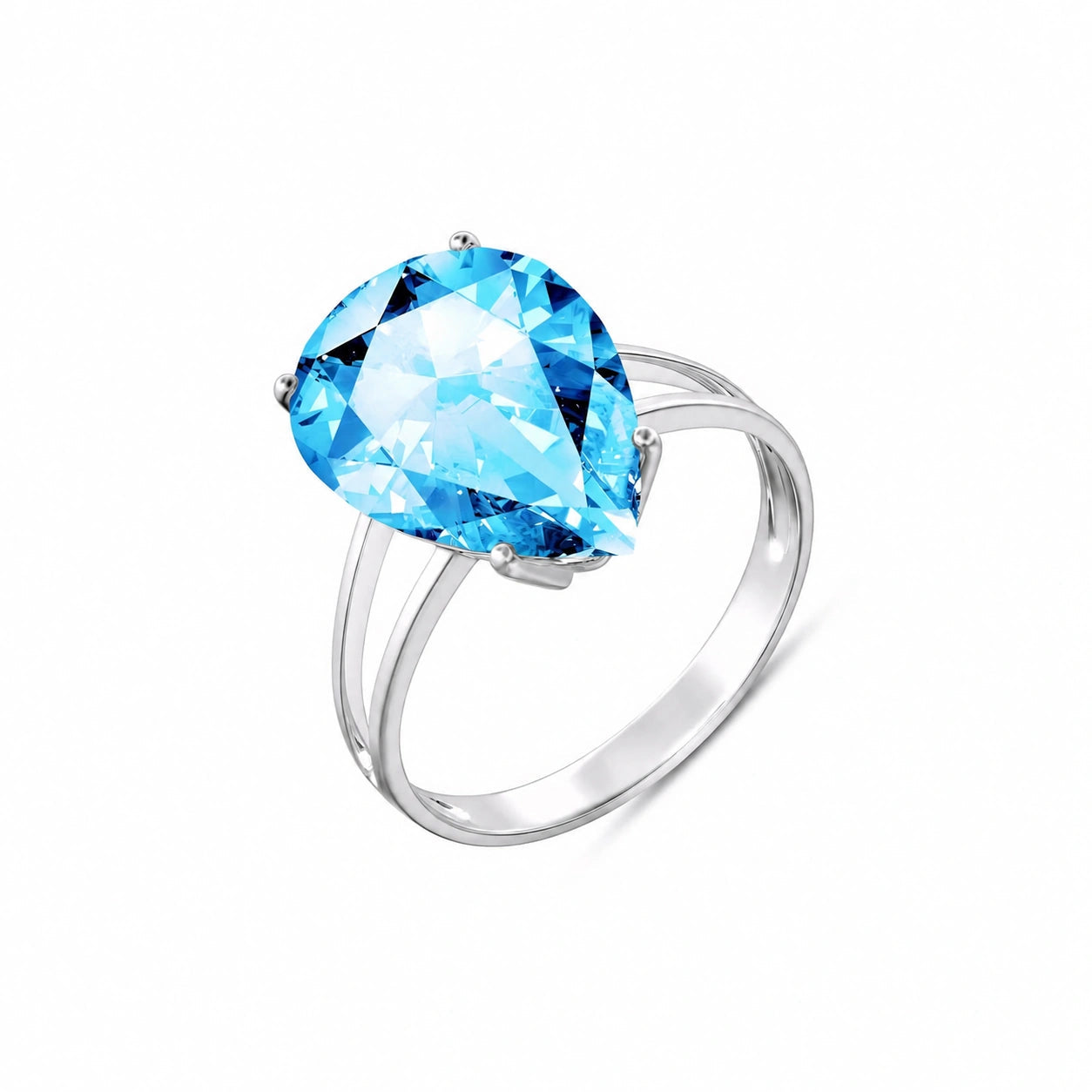 White Gold Heirloom Ring Blue Topaz 10K — Aurora