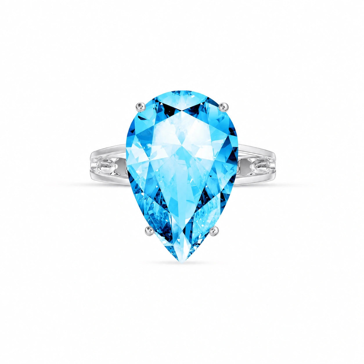 White Gold Heirloom Ring Blue Topaz 10K — Aurora