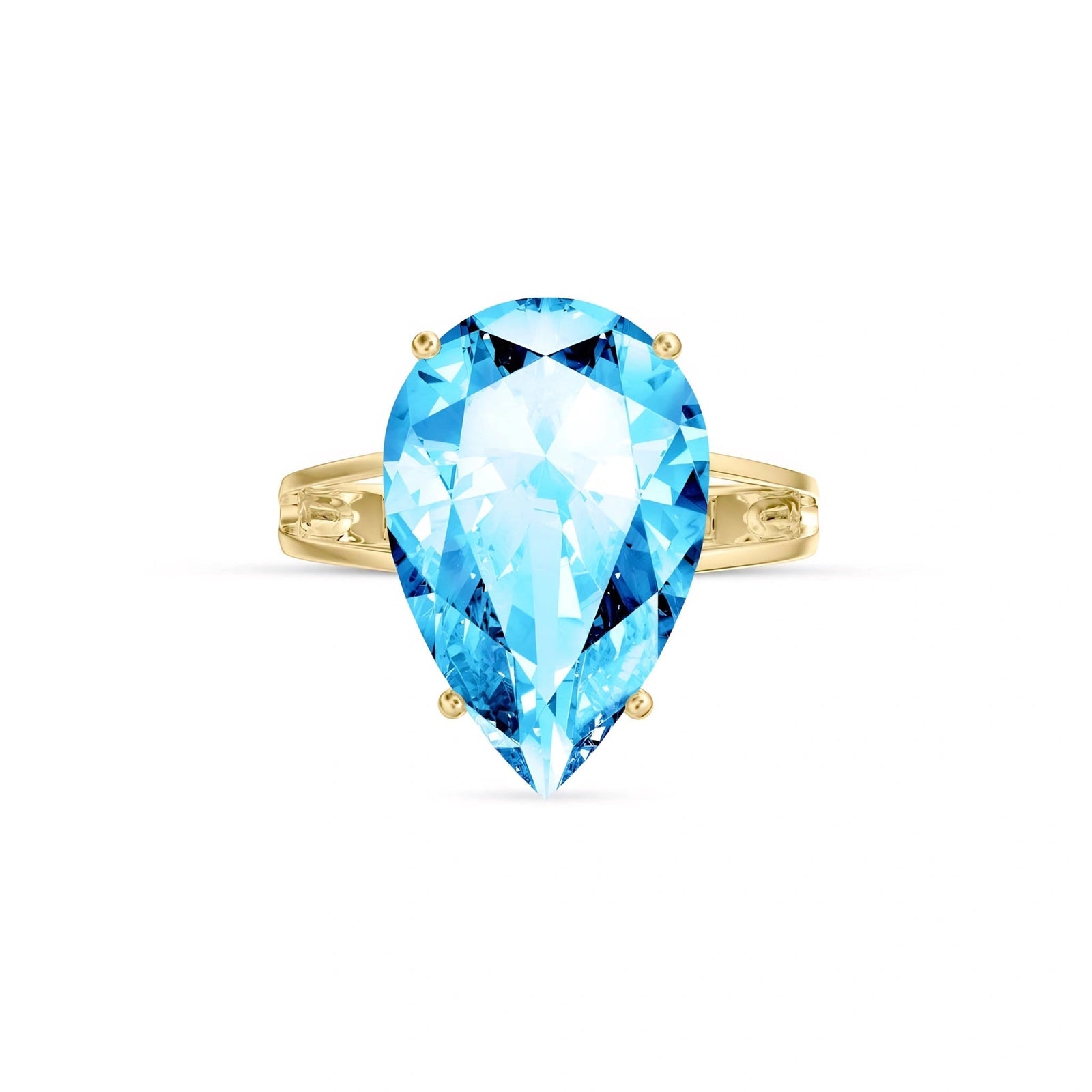 Yellow Gold Heirloom Ring Blue Topaz 10K — Aurora