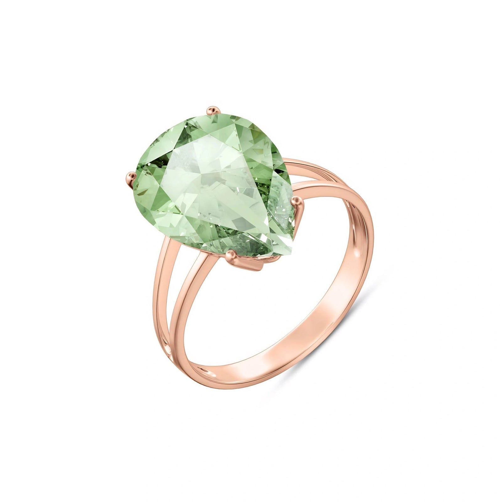 Rose Gold Heirloom Ring Green Amethyst 10K — Aurora