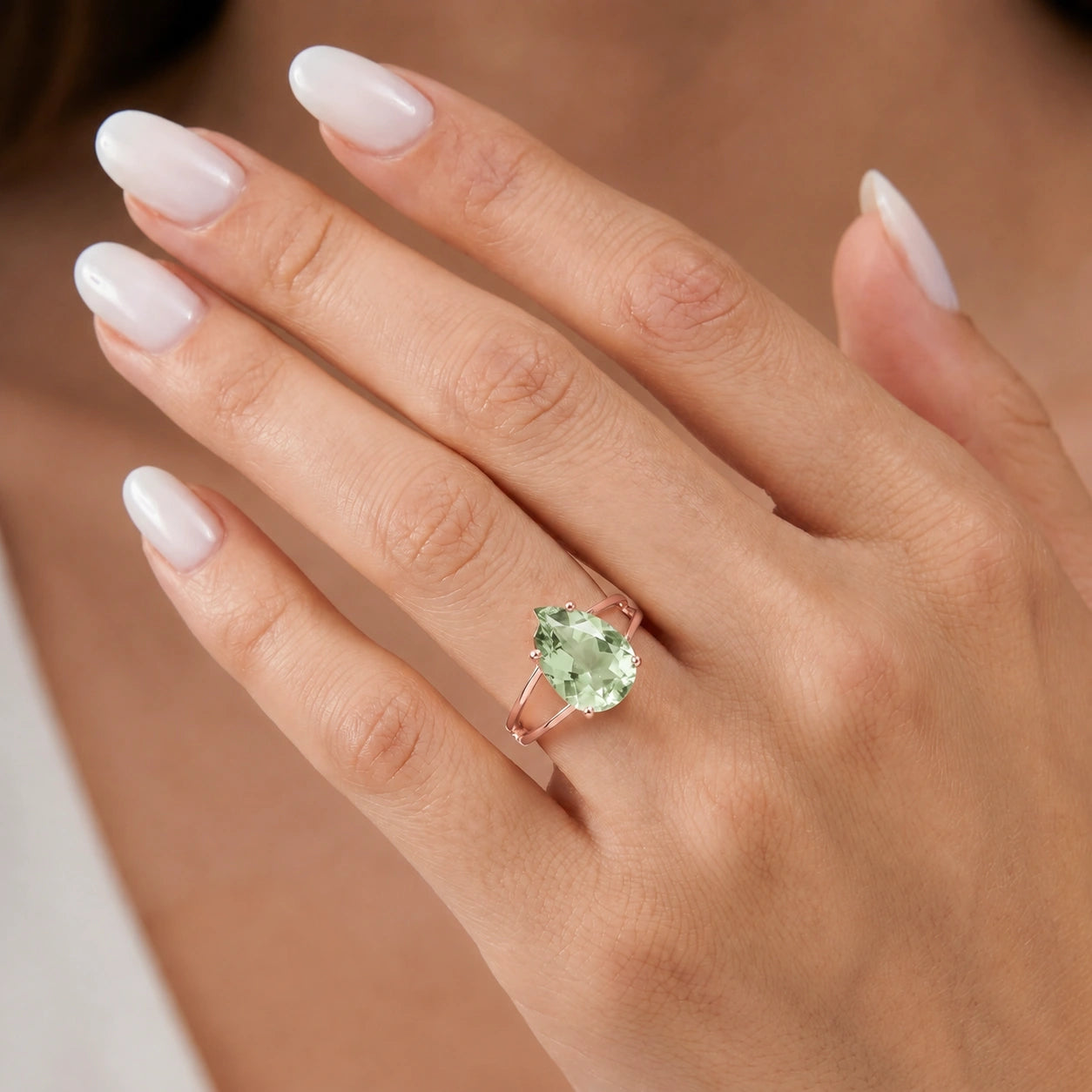 Rose Gold Heirloom Ring Green Amethyst 10K — Aurora