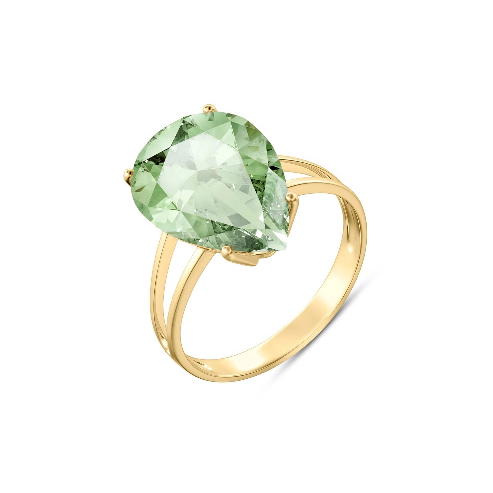 Yellow Gold Heirloom Ring Green Amethyst 10K — Aurora