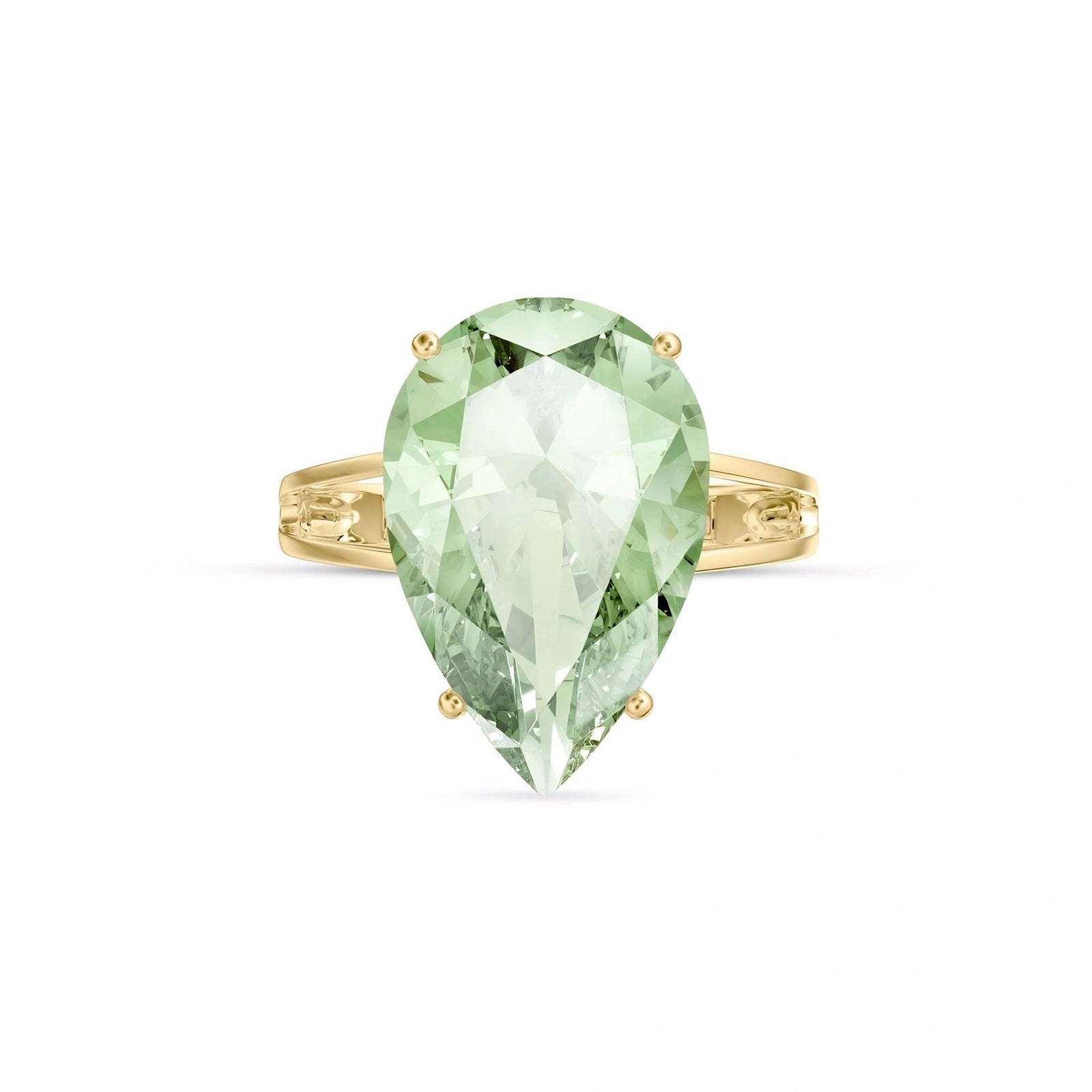 Yellow Gold Heirloom Ring Green Amethyst 10K — Aurora
