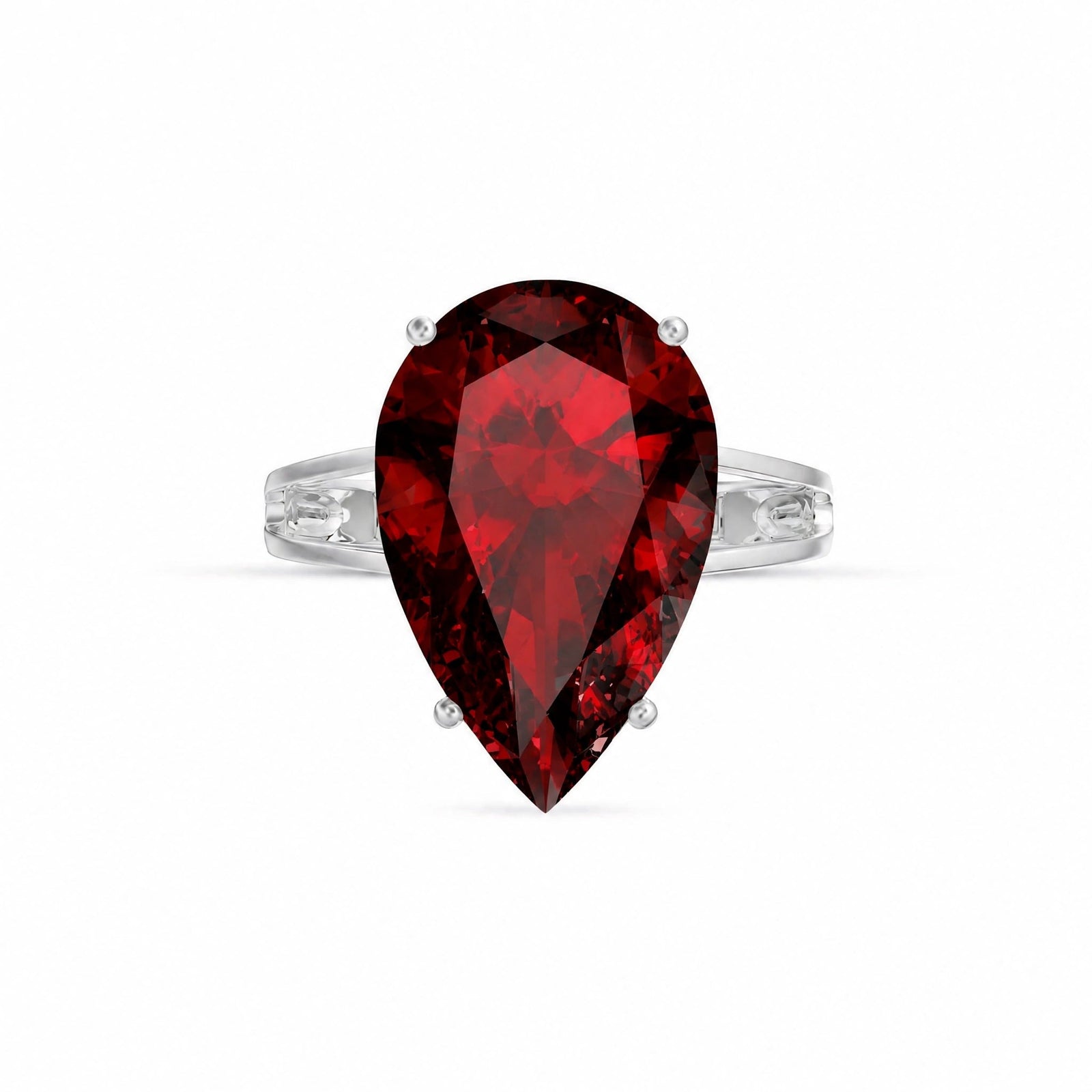 White Gold Heirloom Ring Garnet 10K — Aurora