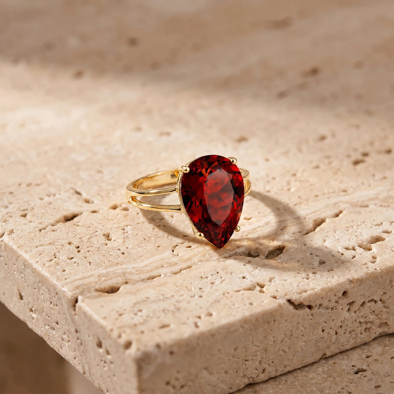 Yellow Gold Heirloom Ring Garnet 10K — Aurora