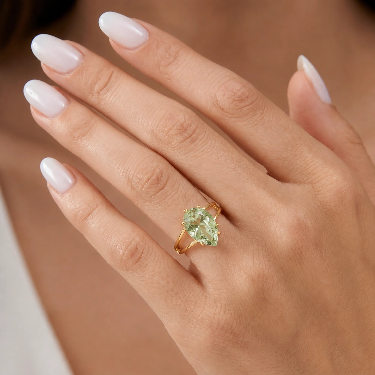 Yellow Gold Green Amethyst — Claudia