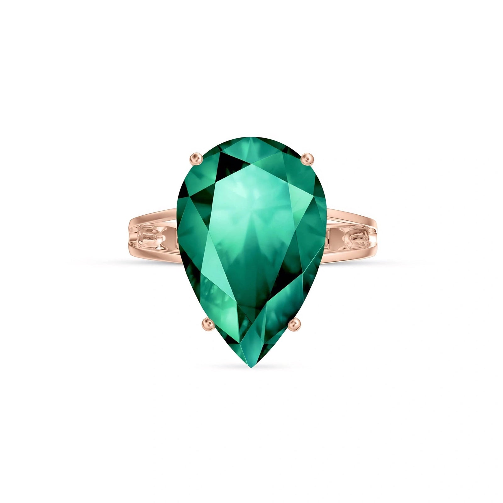 Rose Gold Heirloom Ring Emerald 10K — Aurora