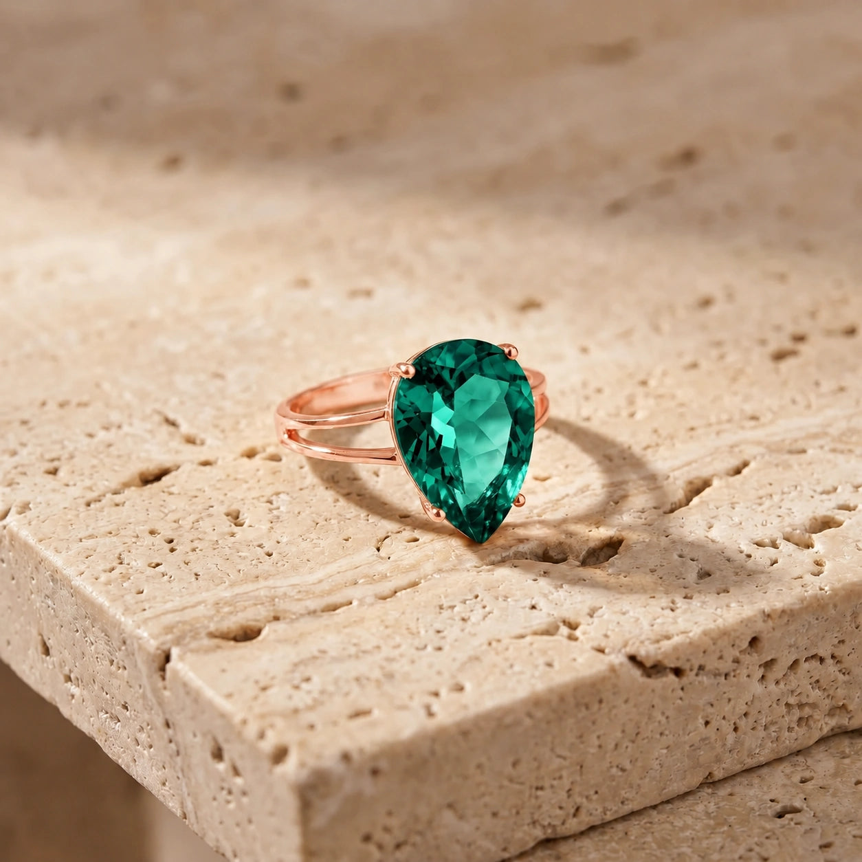 Rose Gold Heirloom Ring Emerald 10K — Aurora