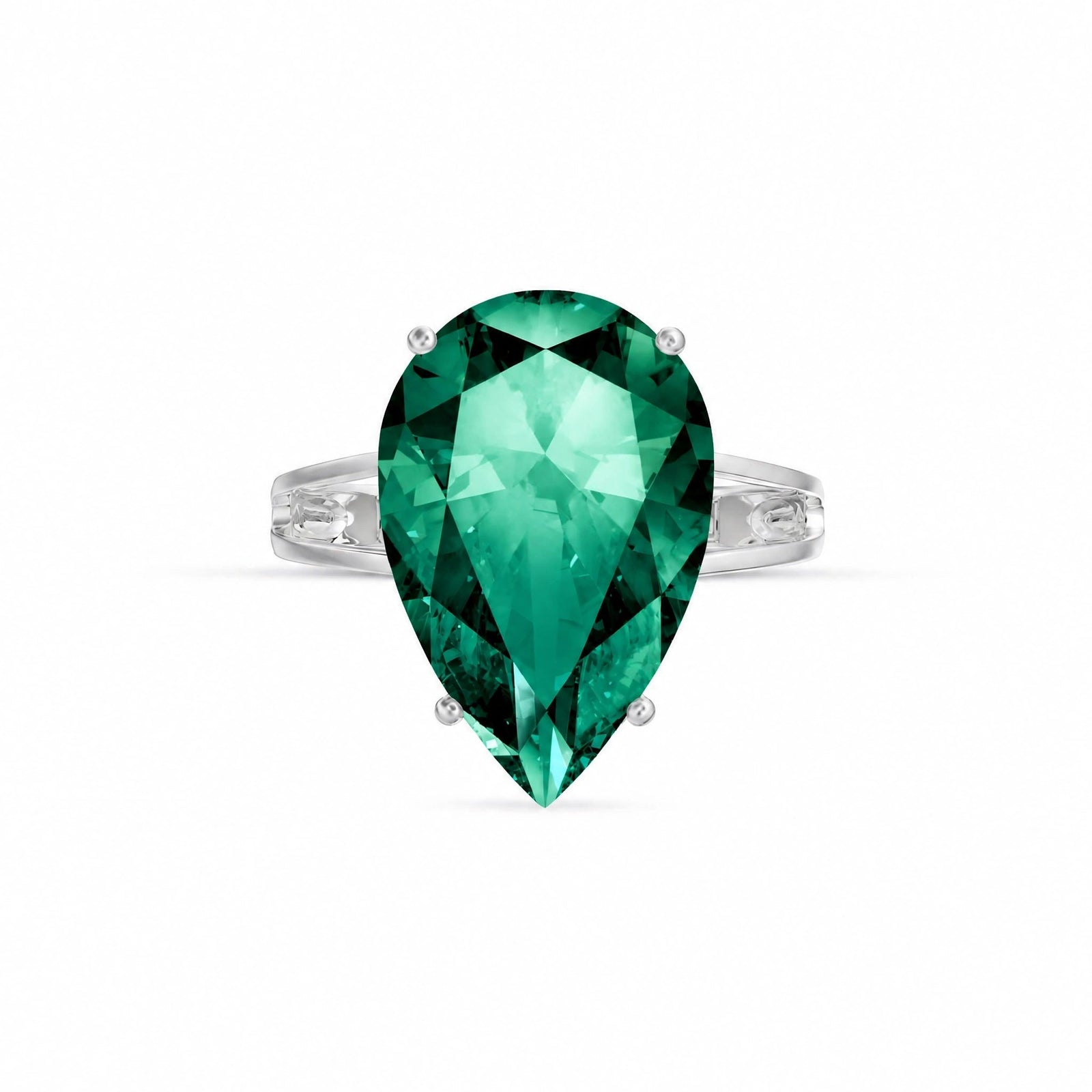 White Gold Heirloom Ring Emerald 10K — Aurora