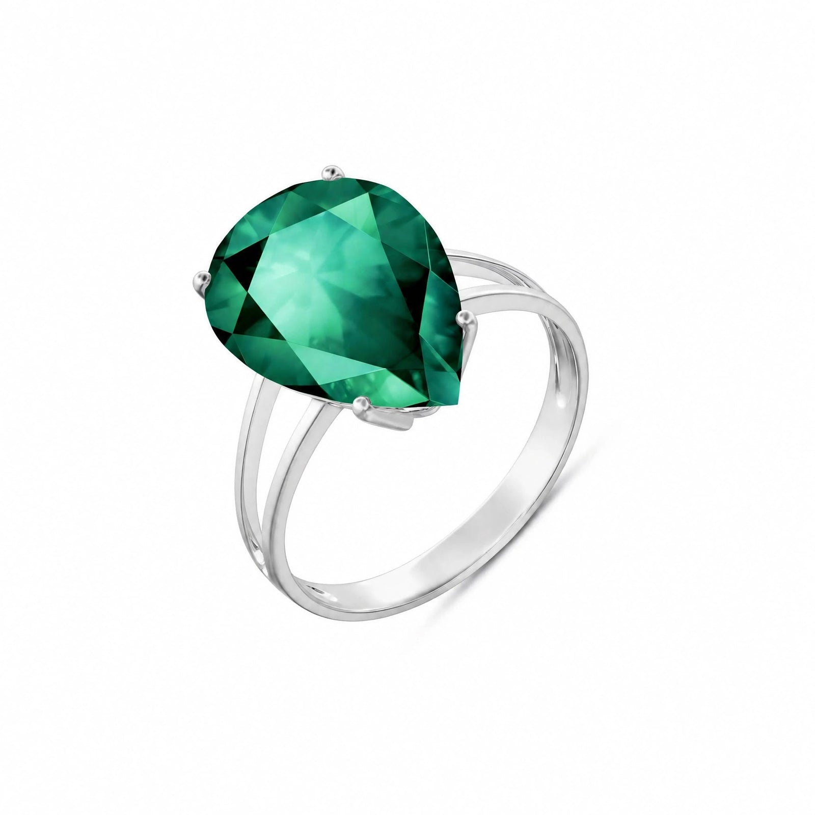White Gold Heirloom Ring Emerald 10K — Aurora