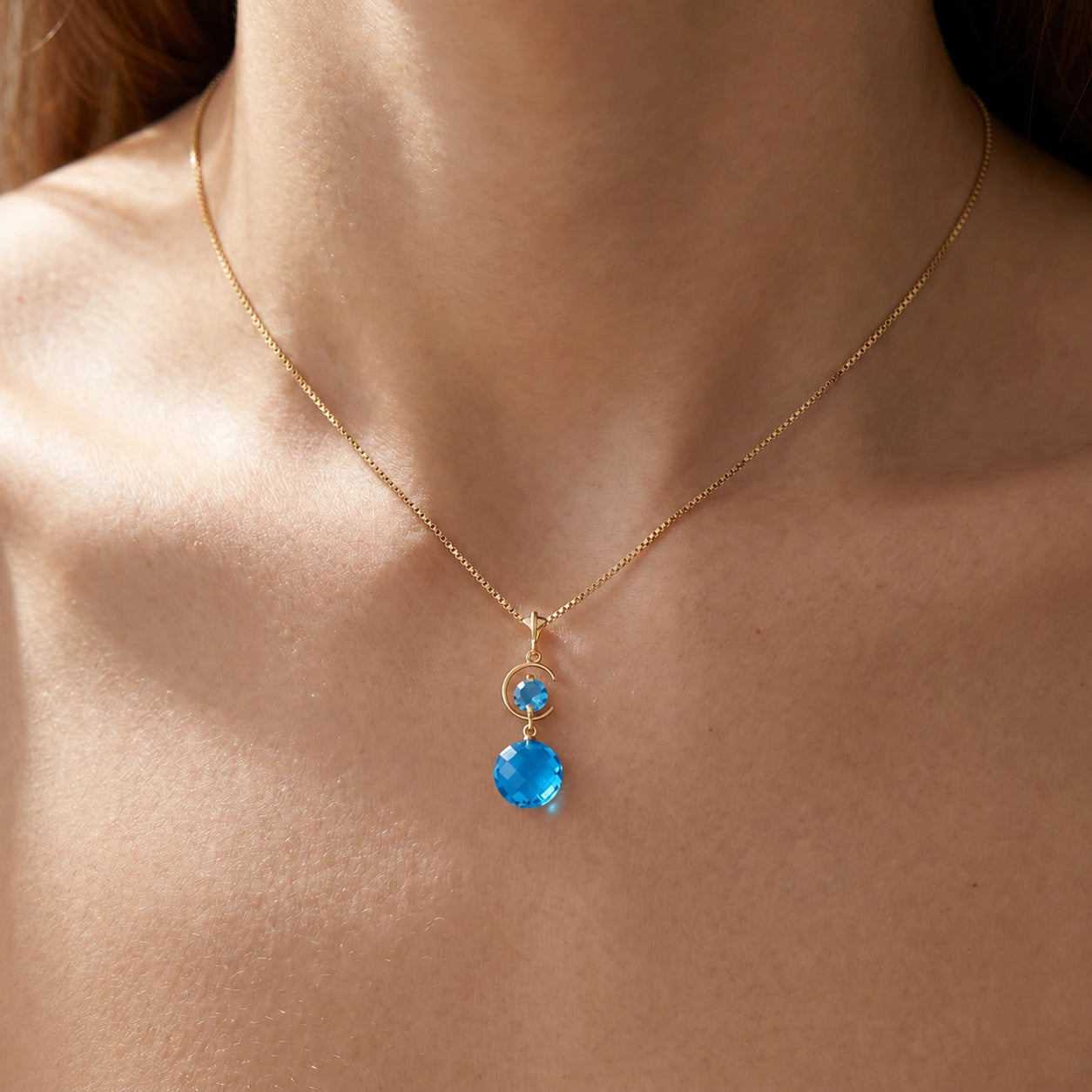 Yellow Gold Blue Topaz — Azzolina