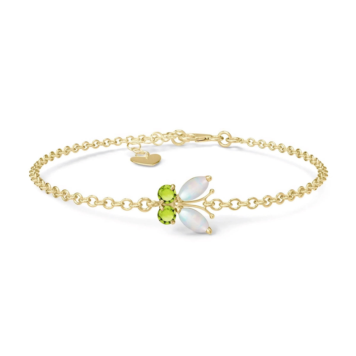 Yellow Gold Bracelet Peridot & Opal — Azzurra, front view