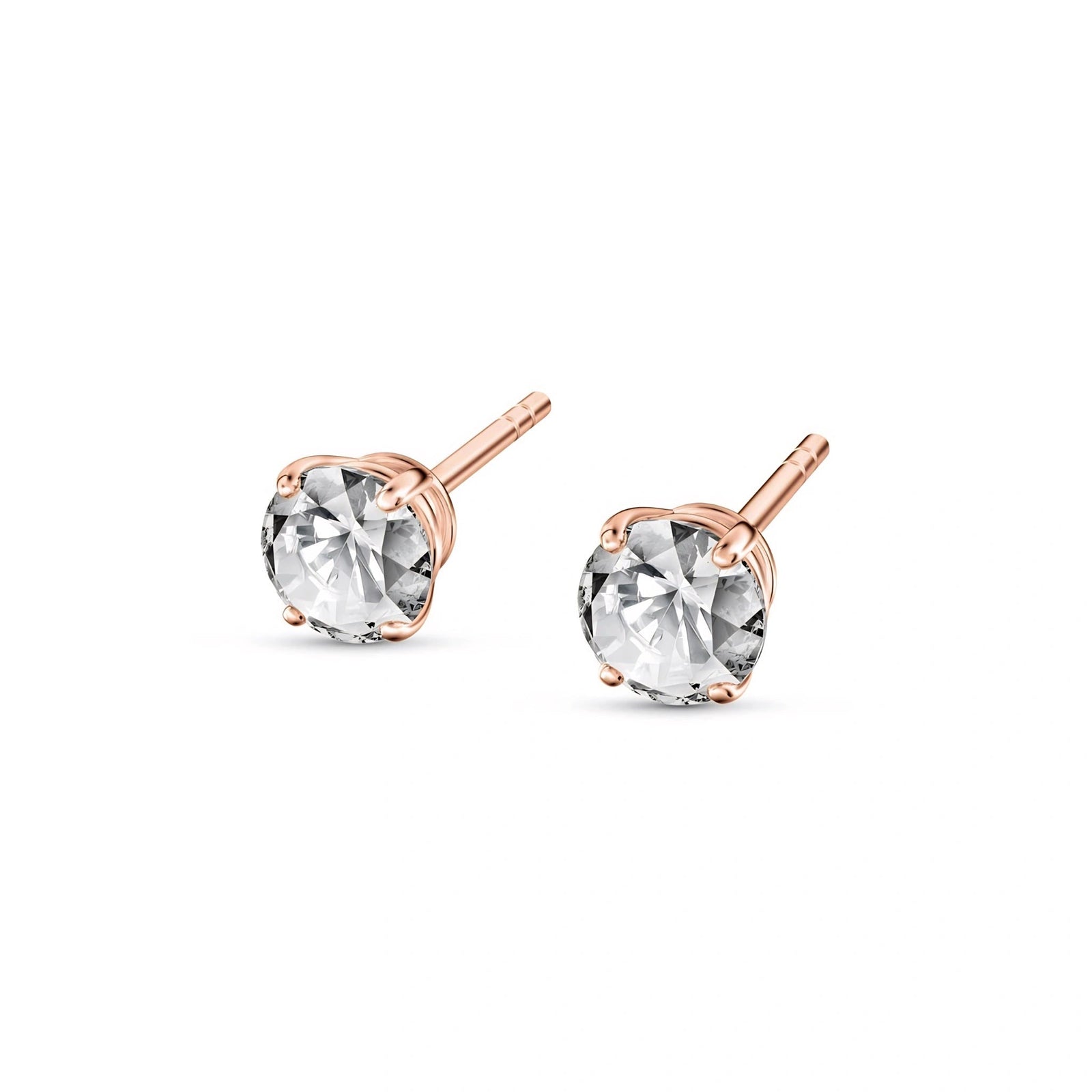 Rose Gold Stud Earrings Diamond 10K — Azzurra