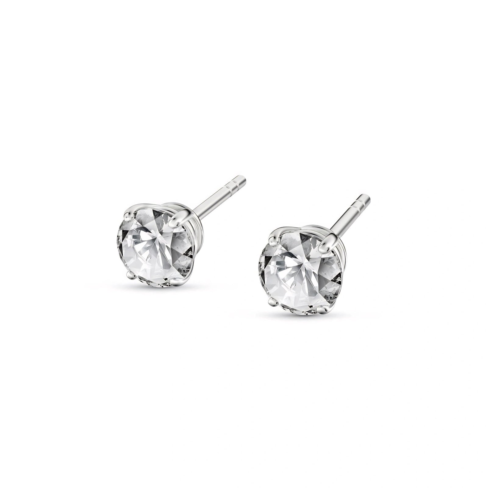 White Gold Stud Earrings Diamond 10K — Azzurra