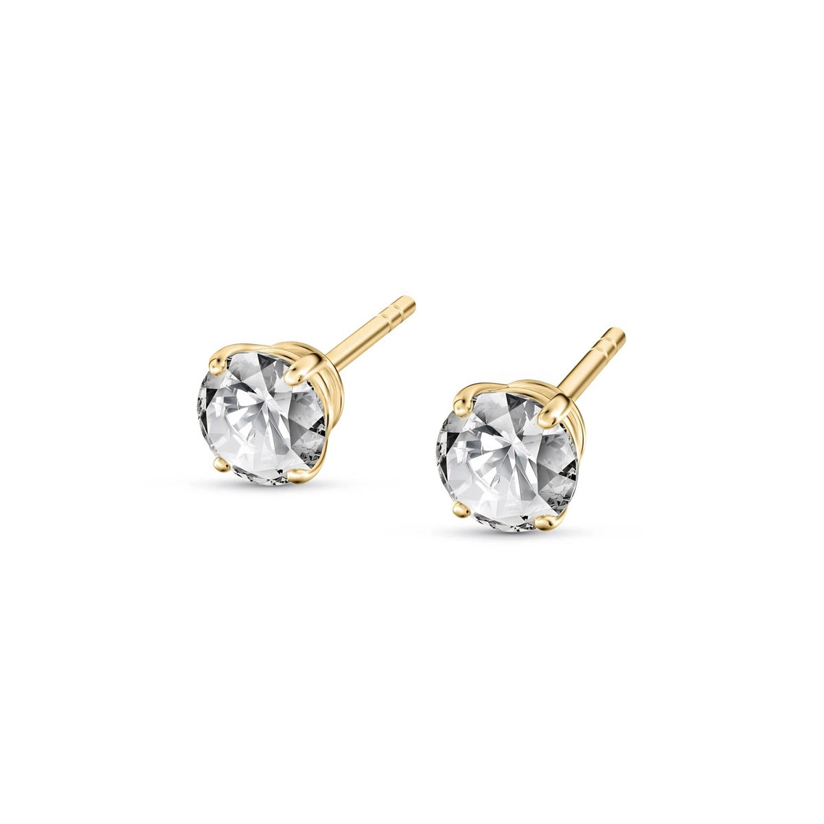 Yellow Gold Stud Earrings Diamond 10K — Azzurra